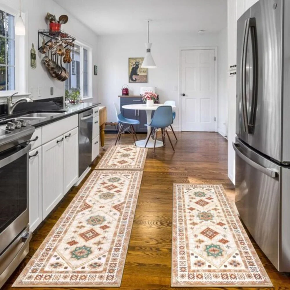 New 3 Piece Kitchen Rug Set, Non Slip Washable Mats with Runner for Floor